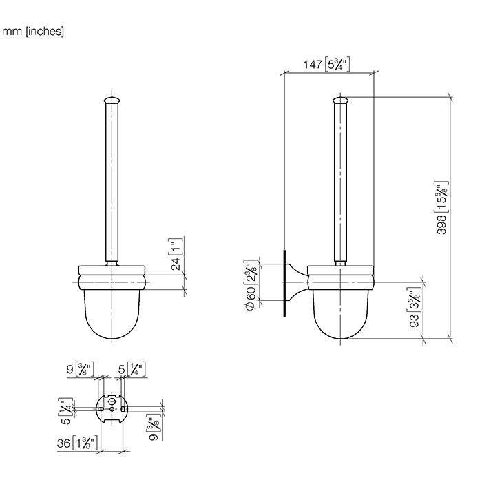 Dornbracht Madison Ершик для унитаза подвесной со стеклянной колбой, цвет: латунь 83900361-09