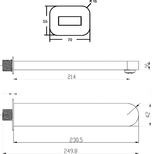Ravak Chrome Излив настенный для ванны 23,1 см, цвет: хром X07P113