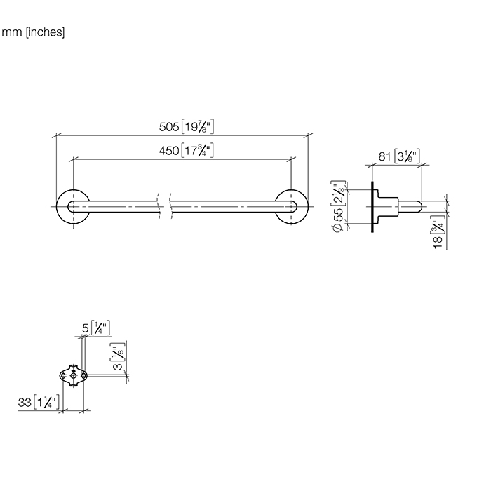 Dornbracht Tara Полотенцедержатель 45 см, подвесной, цвет: платина 83045892-08