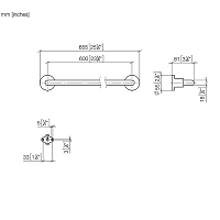 Dornbracht Tara Полотенцедержатель 60 см, подвесной, цвет: платина 83060892-08