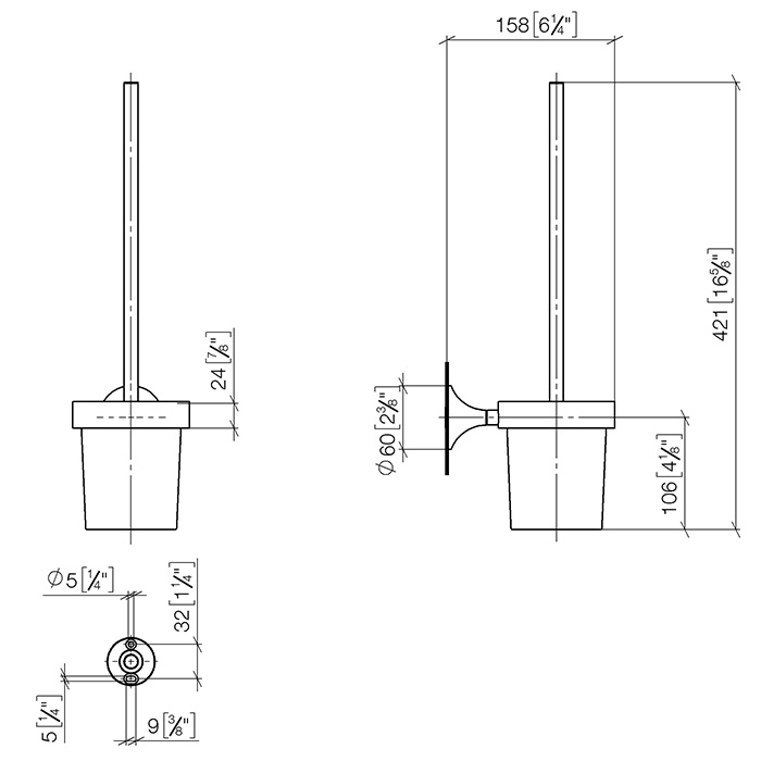 Dornbracht Vaia Ершик для унитаза подвесной, со стеклянной колбой, цвет: платина 83900809-08