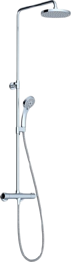 Ravak TE 091.00 Душевая стойка: термостат, ручной душ 5 видов струи, шланг, верхний душ, цвет: хром X070058