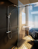 Ravak TE 091.00 Душевая стойка: термостат, ручной душ 5 видов струи, шланг, верхний душ, цвет: хром X070058