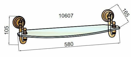 Boheme Medici Полка стеклянная 58x16,5 см, подвесная, стекло белое, цвет: bronze 10607