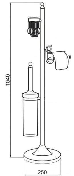 Boheme Imperiale Стойка напольная - ершик, держатель бумаги и освежителя воздуха, крючок, цвет: gold 10416