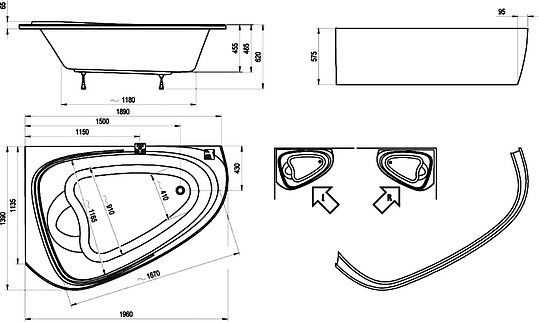 Ravak LoveStory II Угловая ванна акриловая правая 196x139 см, цвет: белый C761000000