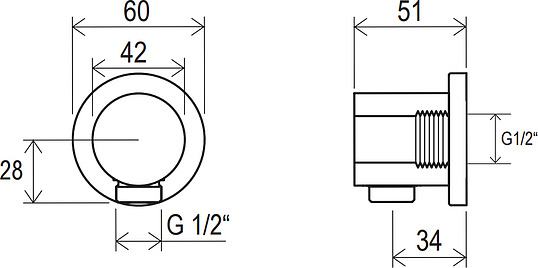 Ravak 701.00 Шланговое подключение без держателя для душа, цвет: хром X07P004