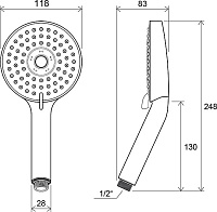 Ravak 903.00 Душевой гарнитур: душевая лейка 1 вид струи, держ. для душа, шланг 150 см, цвет: хром X07S006