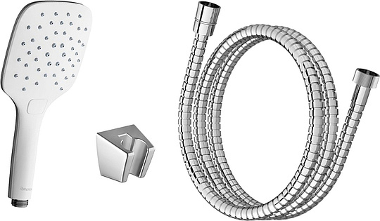 Ravak Душевой гарнитур: душевая лейка 3 вида струи, держ. для душа, шланг 150 см, цвет: хром/белый X07S010