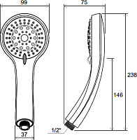 Ravak 952.00 Ручной душ с пластиковой ручкой, 5 видов струи, цвет: хром X07P008