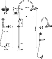 Boheme Medici Душевая стойка: ручной душ 1 вид струи, шланг 150 см, верхний душ 20 см, цвет: bronze 401