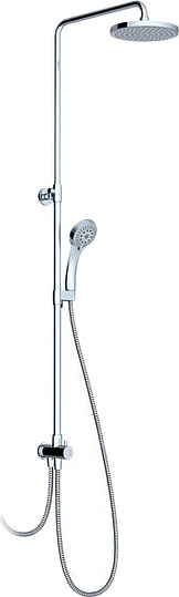 Ravak DS 090.00 Душевая стойка: без смесителя, ручной душ 5 видов струи, шланг, верх. душ, цвет:хром X07P232