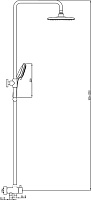 Ravak DS 090.00 Душевая стойка: без смесителя, ручной душ 5 видов струи, шланг, верх. душ, цвет:хром X07P232