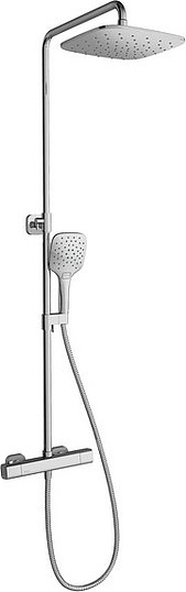 Ravak 10° Душевая стойка: термостат, ручной душ 3 вида струи, шланг, верхний душ, цвет: хром X070103