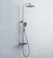 Ravak 10° Душевая стойка: термостат, ручной душ 3 вида струи, шланг, верхний душ, цвет: хром X070103