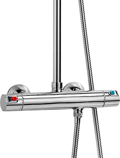 Roca Victoria-T Душевая стойка: термостат, ручной и верхний душ, шланг, цвет: хром глянцевый 5A9718C00