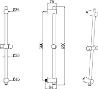 Ravak 975.00 Душевая штанга 65 см, с держателем для душа, цвет: хром X07P342