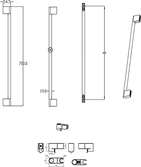 Ravak Chrome Душевая штанга 70 см, с держателем для душа, цвет: хром X07P013
