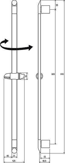 Ravak 973.00 Душевая штанга 91 см, с держателем для душа, цвет: хром X07P014