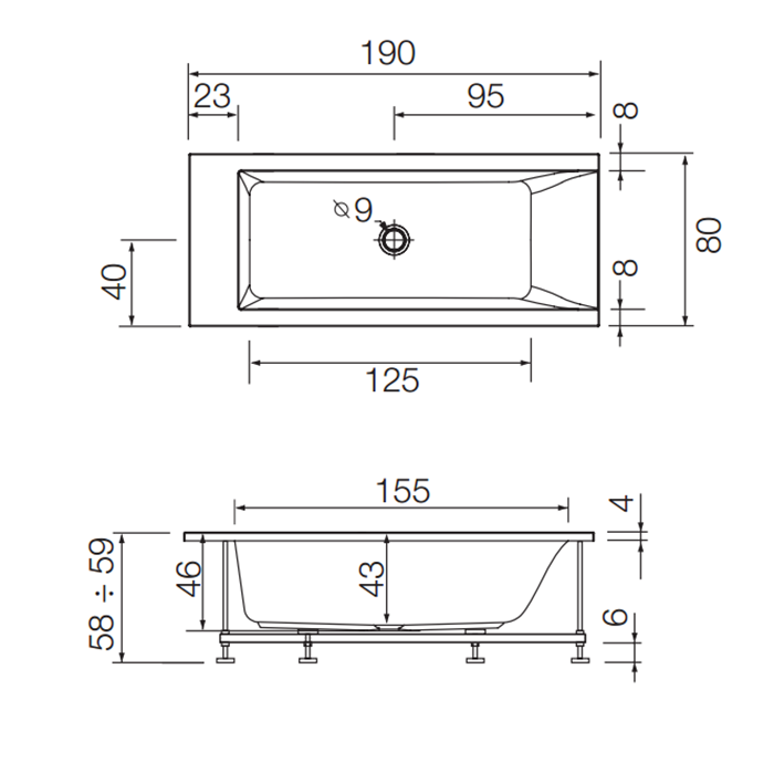 Hafro Nova Ванна 150x70 см, без панелей DX Whirlpool Airpool 2NVA5D6