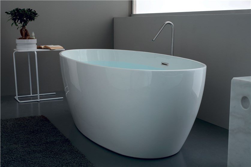 Kerasan Flo Ванна акриловая отдельностоящая 170x82 см, со сливом Clic-Clac, цвет: Bianco 742901