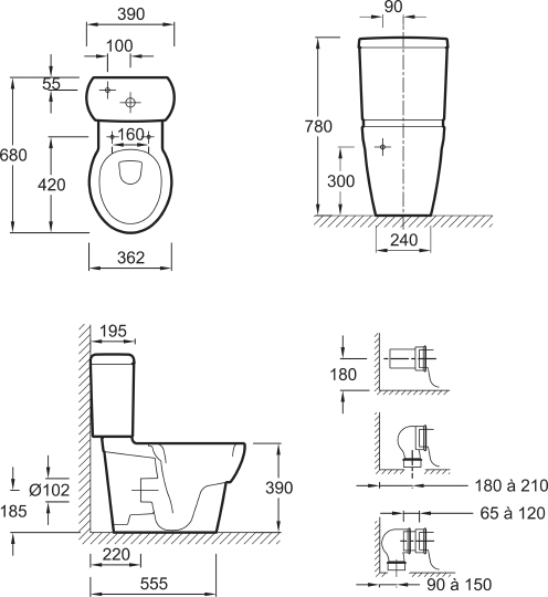 Чаша для унитаза-компакта Jacob Delafon Ove 19974W 19974W-00