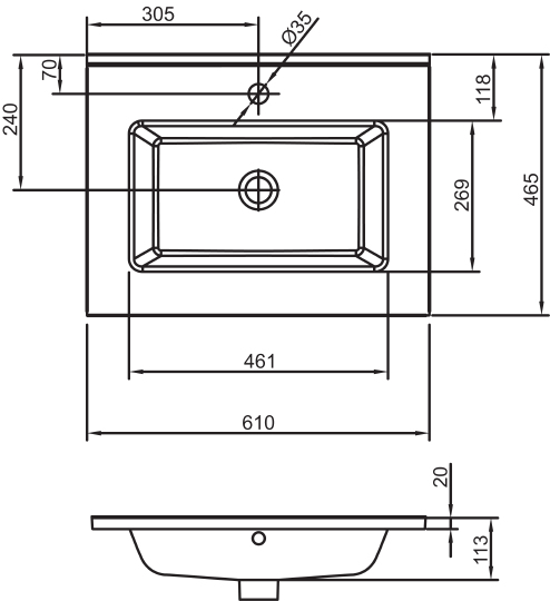 Мебельная раковина Jacob Delafon Ola EXSA112 60 см EXSA112-00