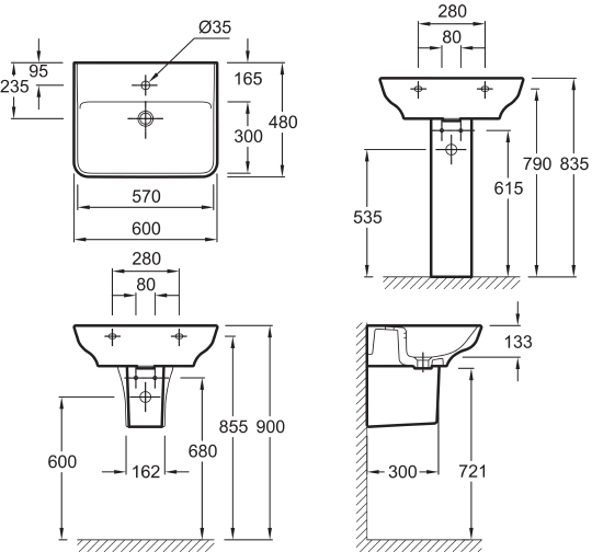 Раковина Jacob Delafon Struktura EGD112 60 см EGD112-00