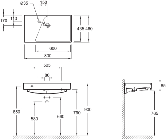 Раковина Jacob Delafon Rythmik EXO112-Z 80x46 см EXO112-Z-00