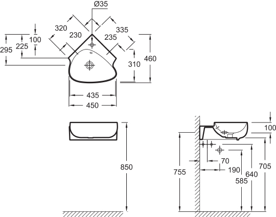 Рукомойник Jacob Delafon Nouvelle Vague EGL112 EGL112-00