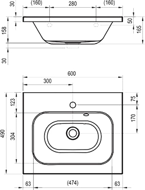 Ravak Chrome 60 Раковина подвесная 60x49 см, с переливом, цвет: белый XJG01160000