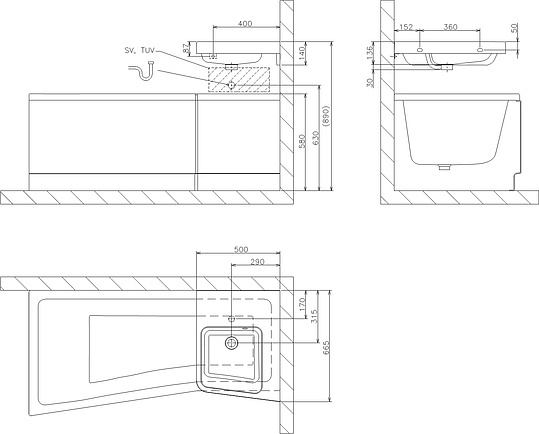 Ravak BeHappy II Раковина подвесная правая 66,5x50 см, с переливом, цвет: белый XJAP1100001