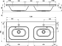 Ravak Chrome Раковина подвесная двойная 120x49 см, с переливом, цвет: белый XJG01112000