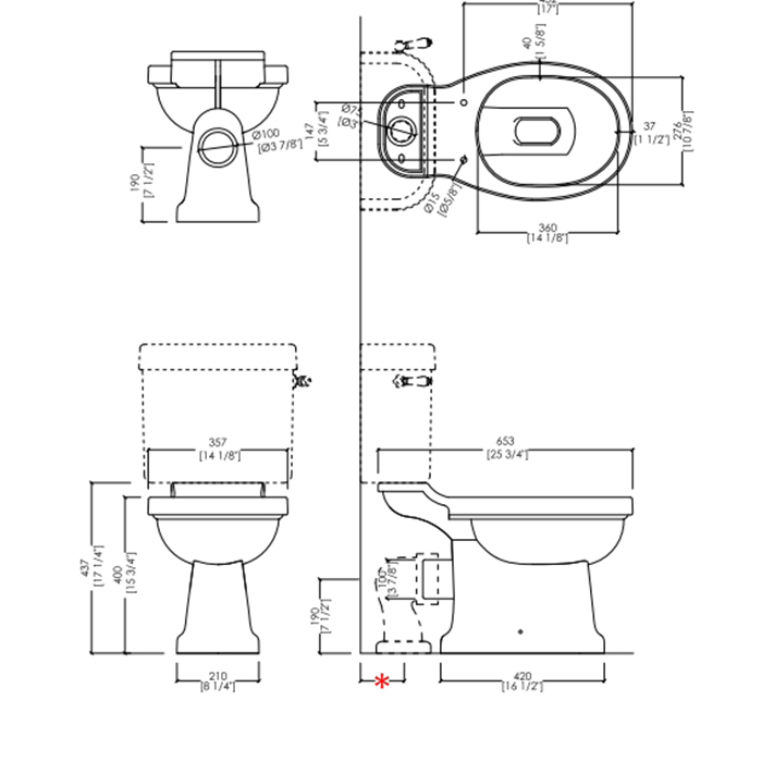 Devon&Devon Blues Сливной механизм для бачка моноблока IBBATT-CM/BLUES