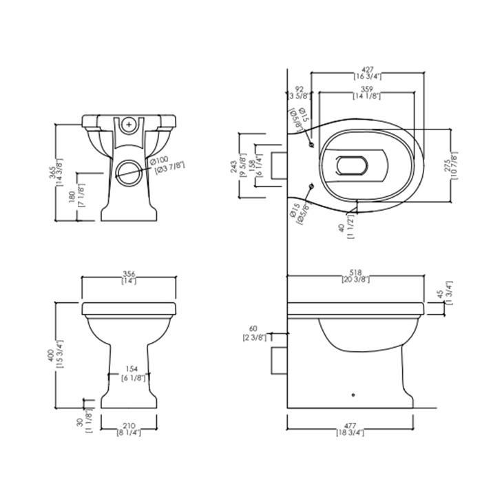 Devon&Devon Blues Унитаз напольный под встраиваемый бачок, белый IBWCBLUESBTW