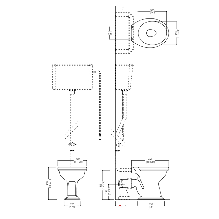 Devon&Devon Oxford Механизм слива для высокого бачка IBACCCAOXF