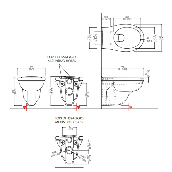 Devon&Devon Rose Унитаз подвесной 55х35,5 cм, цвет белый IBWCSRO