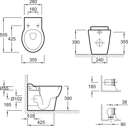 Унитаз приставной Jacob Delafon Ove E1584 E1584-00