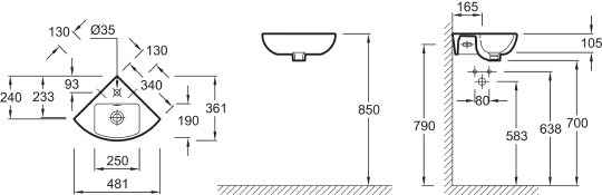 Рукомойник Jacob Delafon Odeon Up E4733 угловой E4733-00