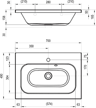 Ravak Chrome 70 Раковина подвесная 70x49 см, с переливом, цвет: белый XJG01170000