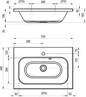 Ravak Chrome 70 Раковина подвесная 70x49 см, с переливом, цвет: белый XJG01170000