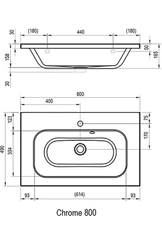 Ravak Chrome 80 Раковина накладная 80x49 см, с переливом, цвет: белый XJG01180000