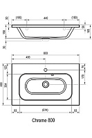 Ravak Chrome 80 Раковина накладная 80x49 см, с переливом, цвет: белый XJG01180000