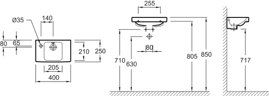 Рукомойник Jacob Delafon Odeon Up E4759G 40 см E4759G-00
