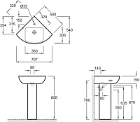 Раковина Jacob Delafon Odeon Up E4710 угловая E4710-00