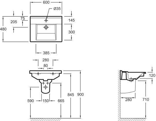 Раковина Jacob Delafon Struktura EXI112 60 см EXI112-00