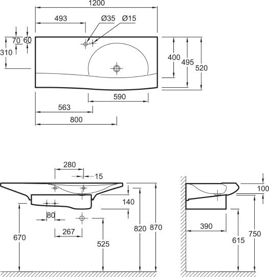 Раковина Jacob Delafon Stillness E1292 120 см E1292-00