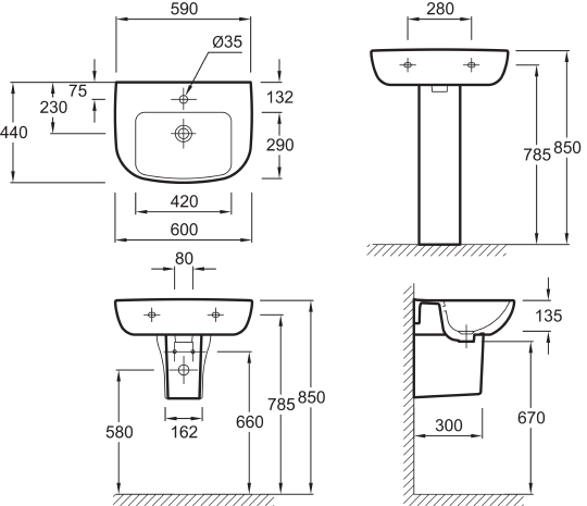 Раковина Jacob Delafon Odeon Up E4700 60 см E4700-00