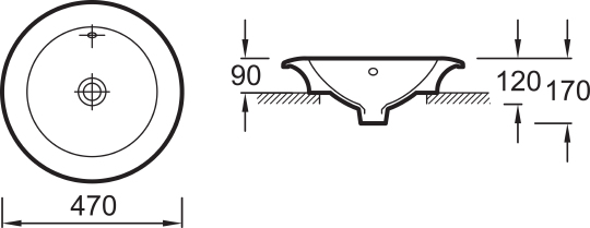 Рукомойник Jacob Delafon Ronde E1183 47 см E1183-00