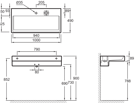 Раковина Jacob Delafon Terrace EXC112 100 см EXC112-00